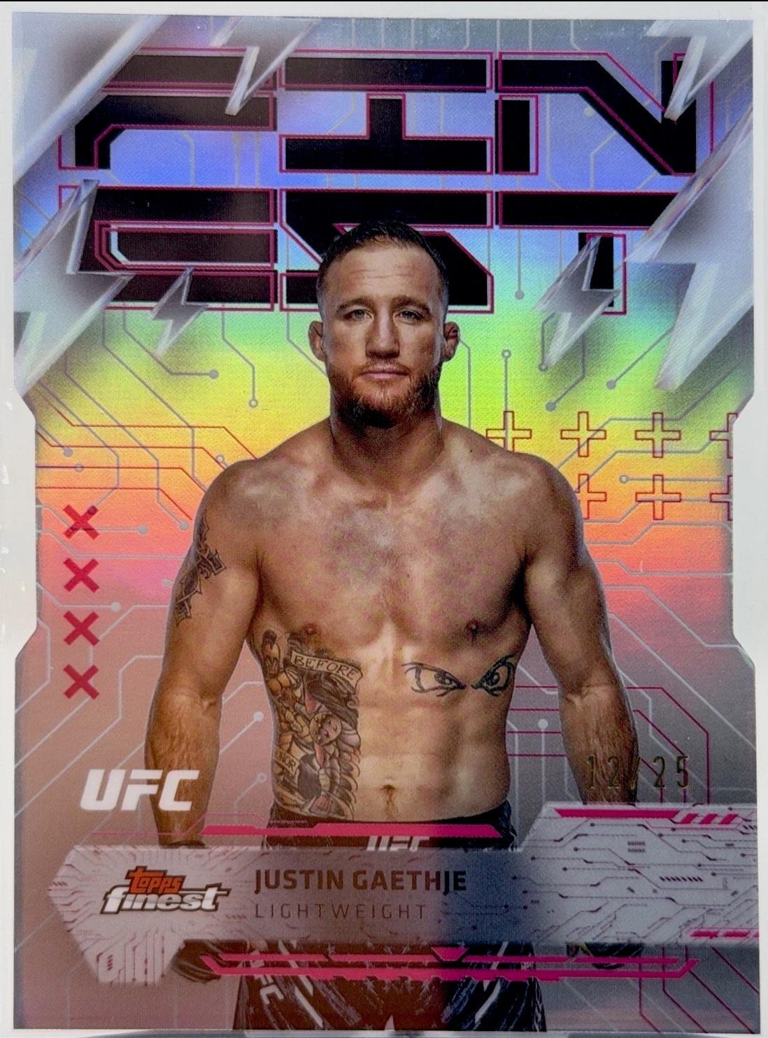 Justin Gaethje 2025 Topps Finest UFC Base Rare #215 Die-Cut Refractor