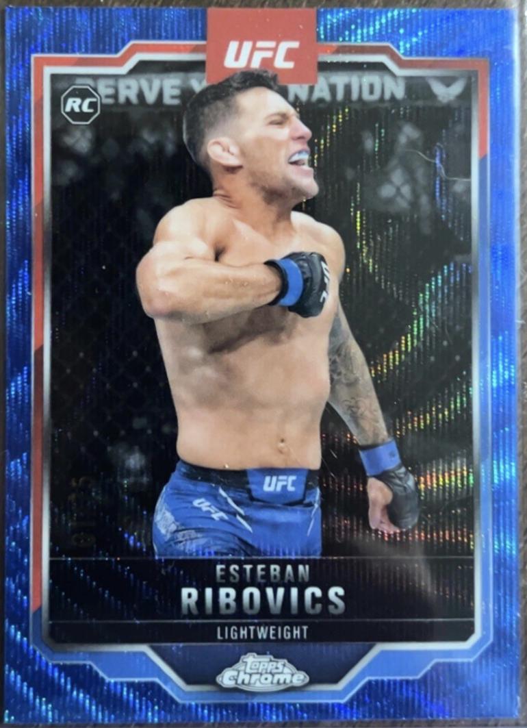 Esteban Ribovics 2025 Topps Chrome UFC Base #75 Blue Wave Refractor