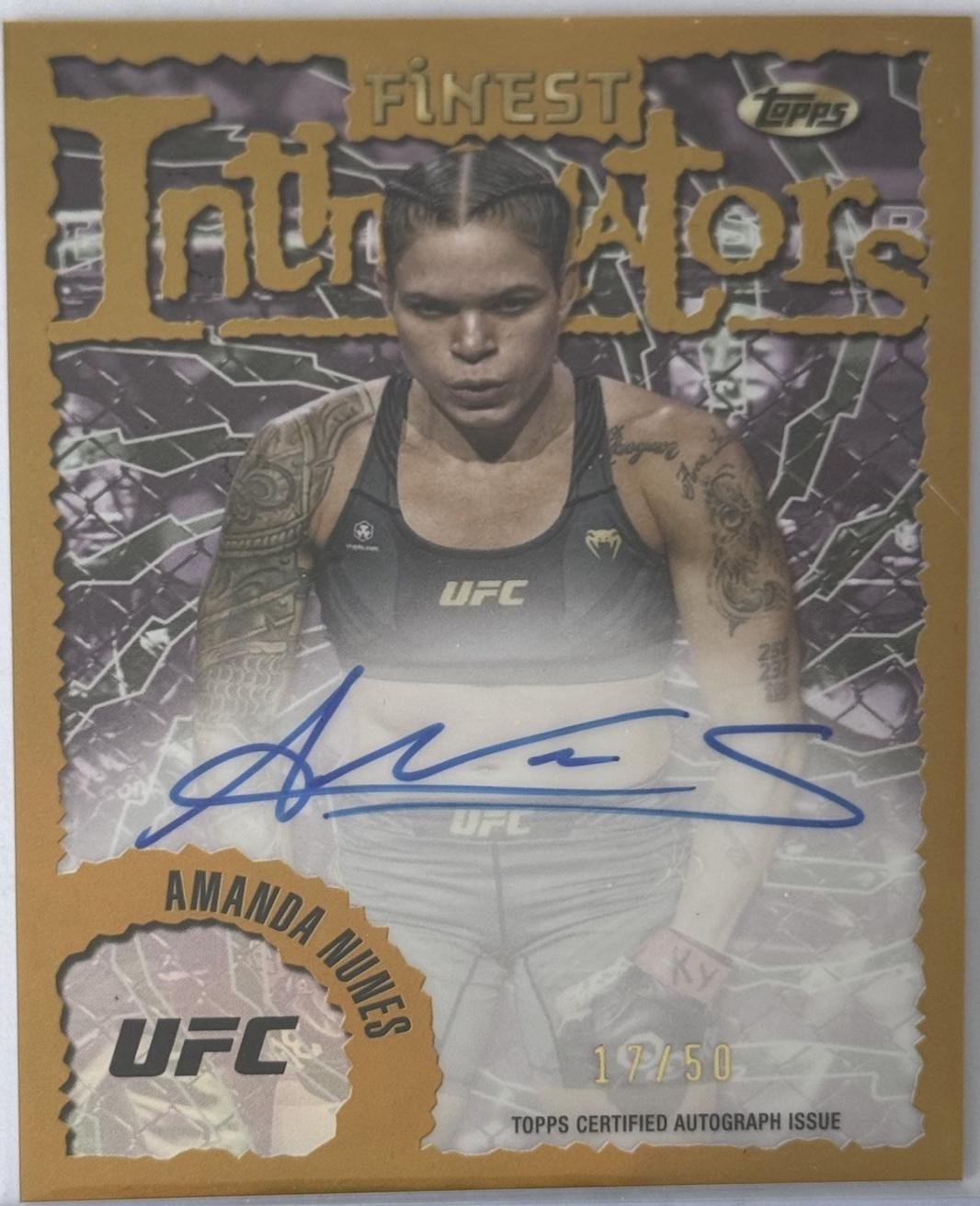 Amanda Nunes 2024 Topps Finest UFC Intimidators Autographs #IA-ANU Gold Refractor
