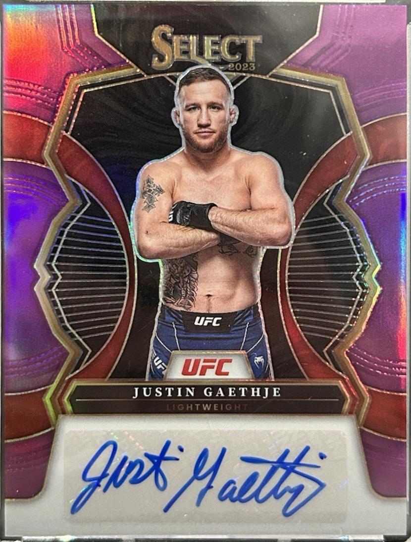 Justin Gaethje 2023 Panini Select UFC Signatures #12 Purple