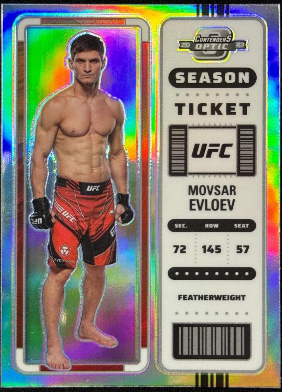 Movsar Evloev 2023 Panini Chronicles UFC Base Contenders Optic Season Ticket #370 Silver