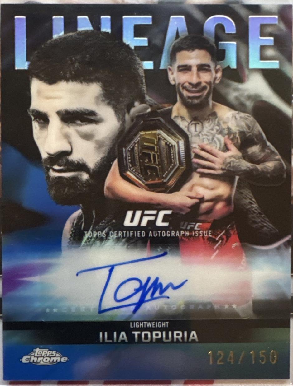 Ilia Topuria 2026 Topps Chrome UFC Chrome Lineage Autographs #CCA-IT Blue Refractor