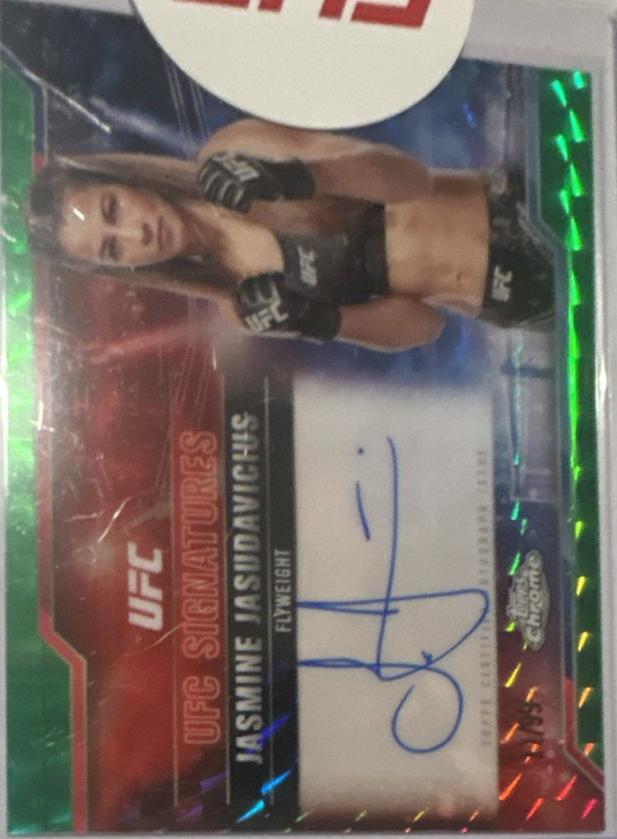 Jasmine Jasudavicius 2025 Topps Chrome UFC UFC Signatures #SIG-JS Green Refractor