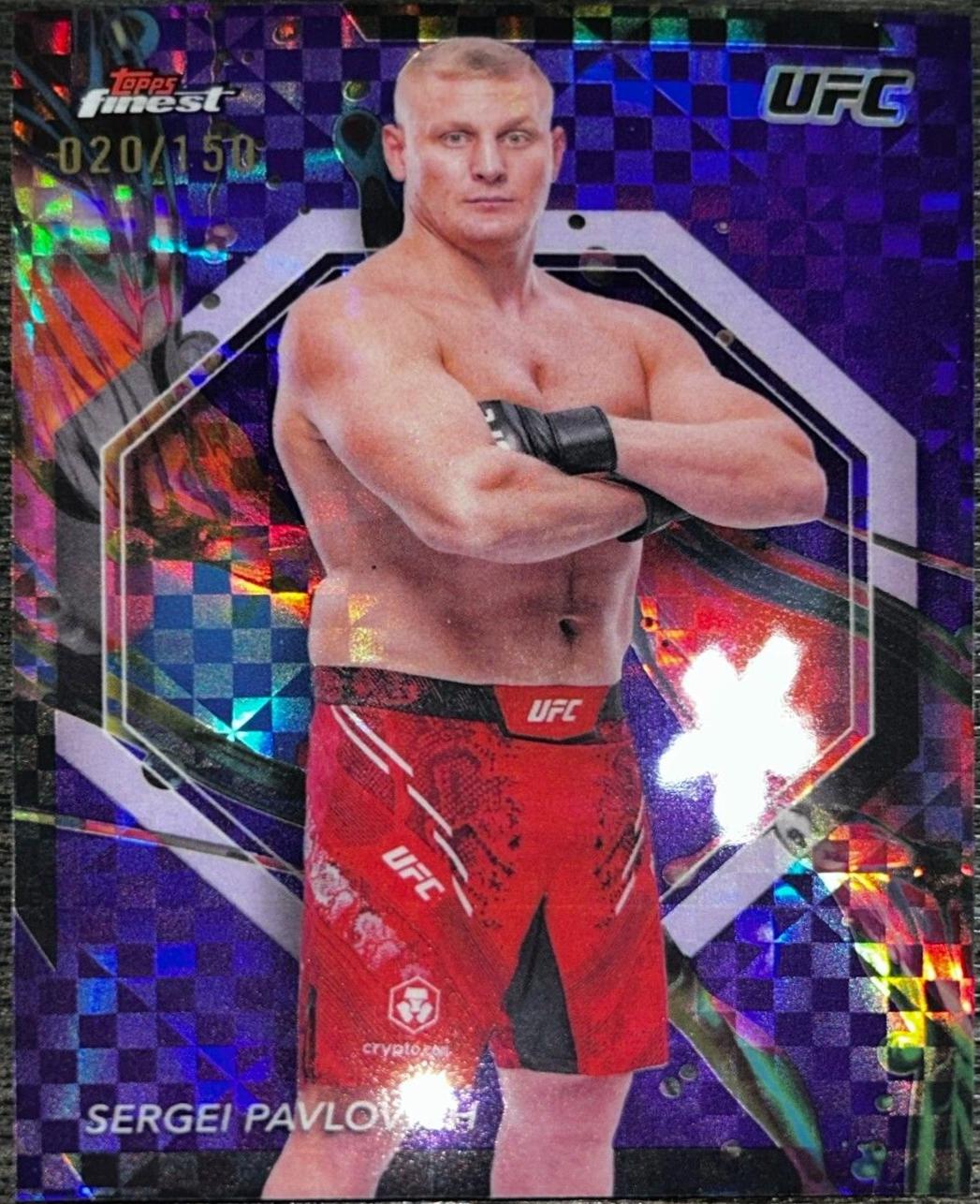Sergei Pavlovich 2024 Topps Finest UFC Base Common #88 Purple Checkerboard Refractor