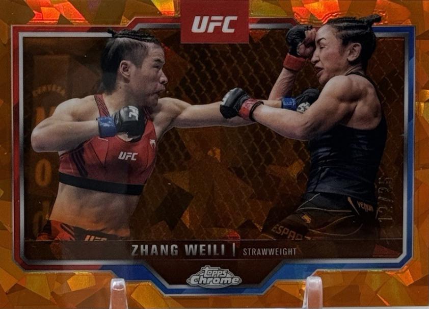 Zhang Weili 2025 Topps Chrome Sapphire UFC Base Sapphire #55 Orange Sapphire