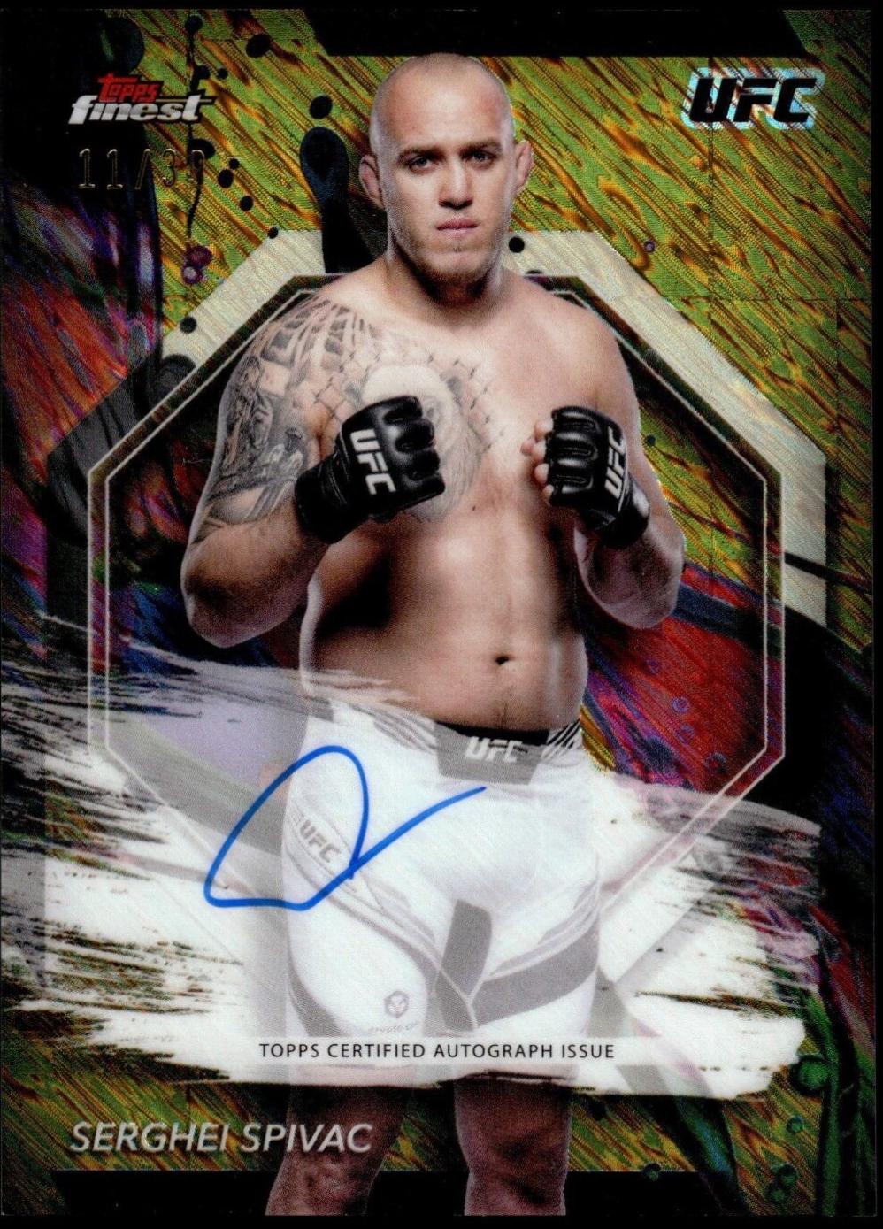 Serghei Spivac 2024 Topps Finest UFC Finest Autographs #FA-SIS Gold Shimmer Refractor