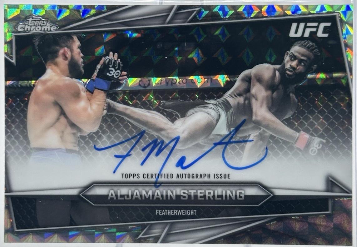 Aljamain Sterling 2026 Topps Chrome UFC Base Autographs #BAV-AS Geometric Refractor