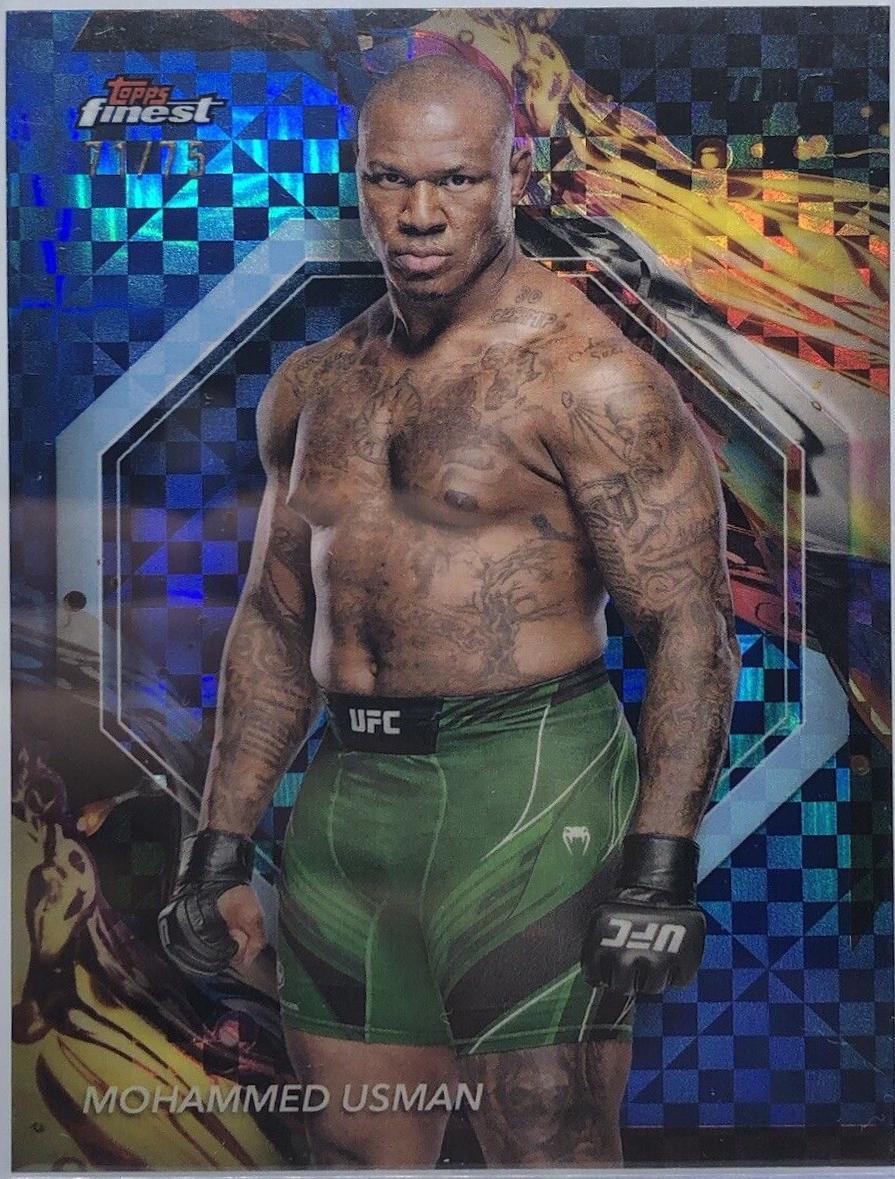 Mohammed Usman 2024 Topps Finest UFC Base Uncommon #119 Blue Checkerboard Refractor