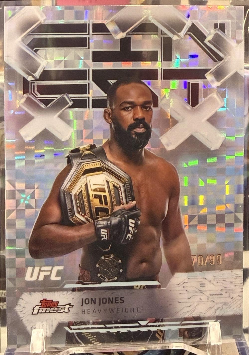 Jon Jones 2025 Topps Finest UFC Base Common #1 Blue Checkerboard Refractor