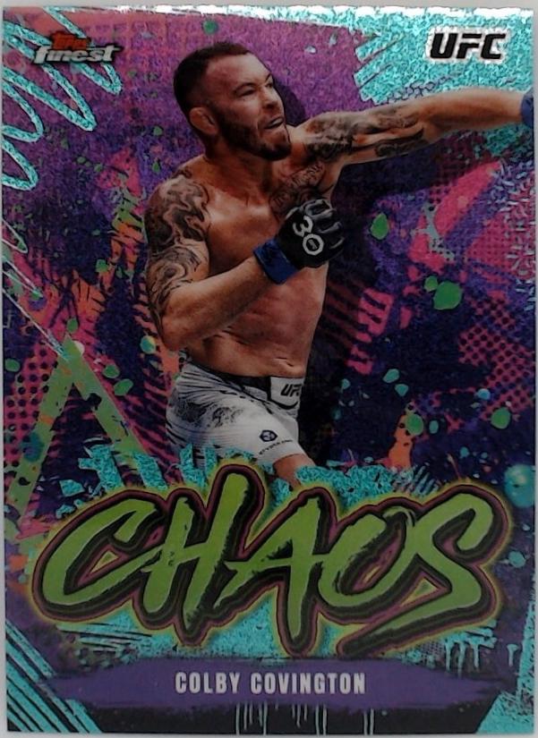 Colby Covington 2024 Topps Finest UFC Base Uncommon #107 Aqua Glitter Refractor