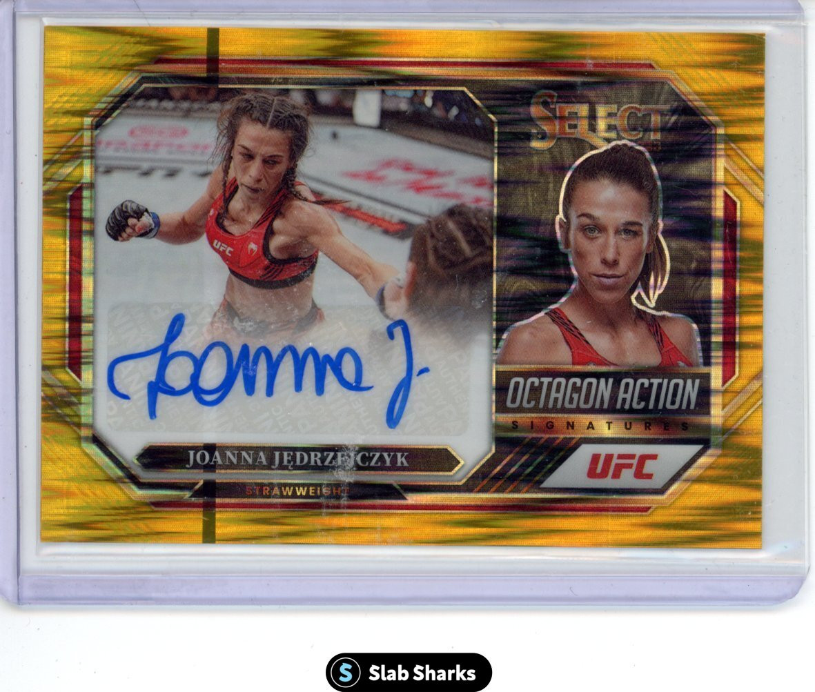 Joanna Jędrzejczyk 2023 Panini Select UFC Octagon Action Signatures #23 Gold Flash