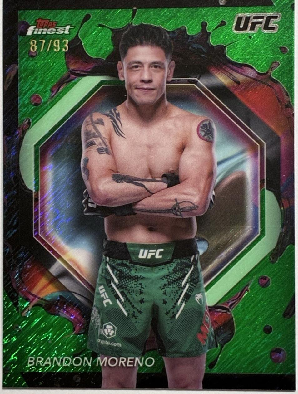Brandon Moreno 2024 Topps Finest UFC Base Rare #255 Green Shimmer Refractor
