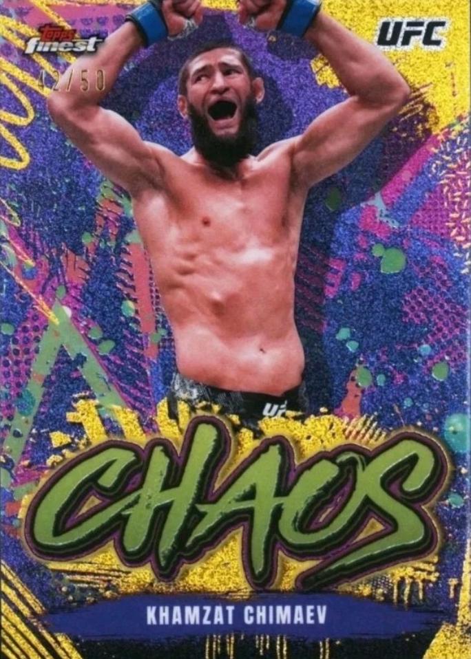 Khamzat Chimaev 2024 Topps Finest UFC Chaos #CHA-28 Gold Refractor
