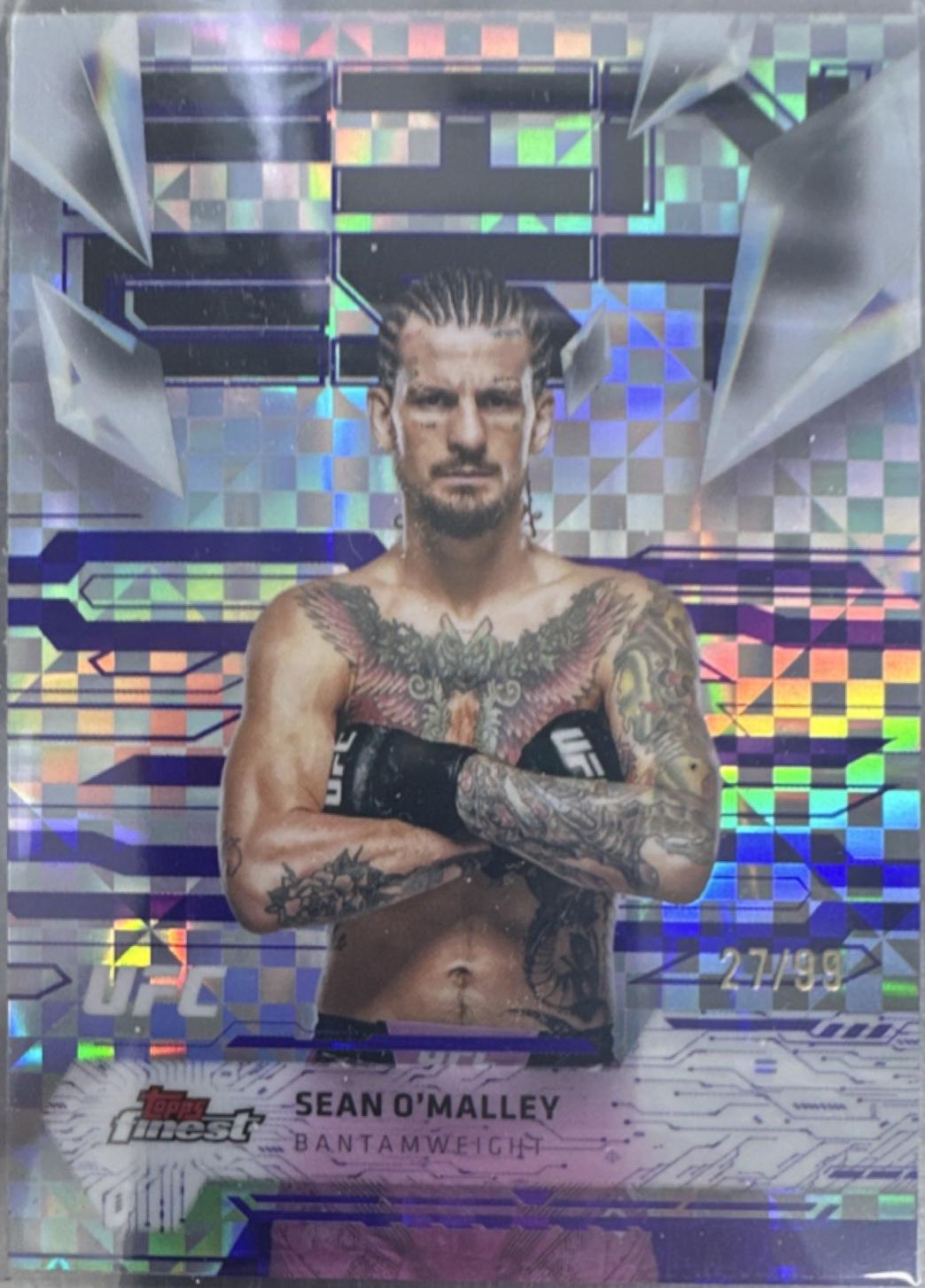 Sean O'Malley 2025 Topps Finest UFC Base Uncommon #123 Purple Checkerboard Refractor