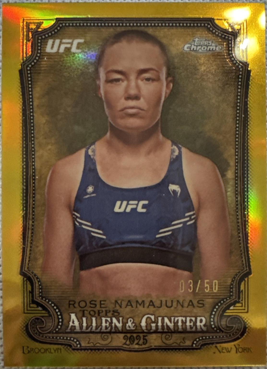 Rose Namajunas 2025 Topps Chrome UFC Allen & Ginter #AAG-27 Gold Refractor