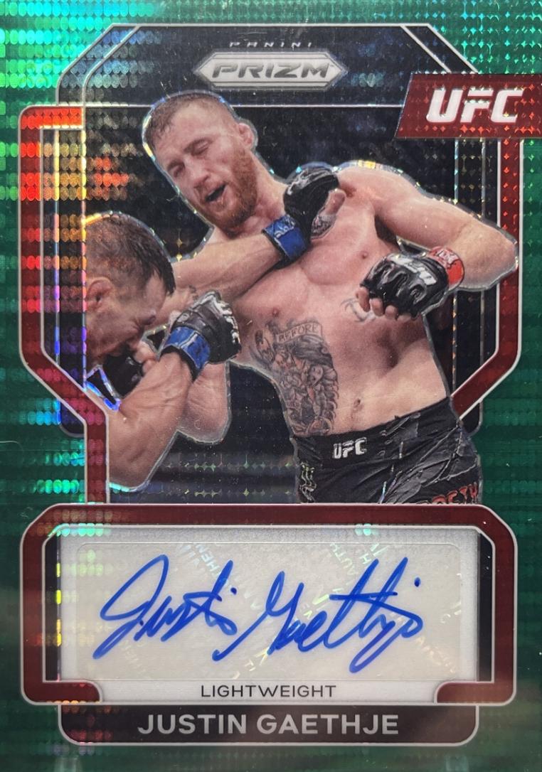 Justin Gaethje 2022 Panini Prizm UFC Signatures #60 Green Pulsar