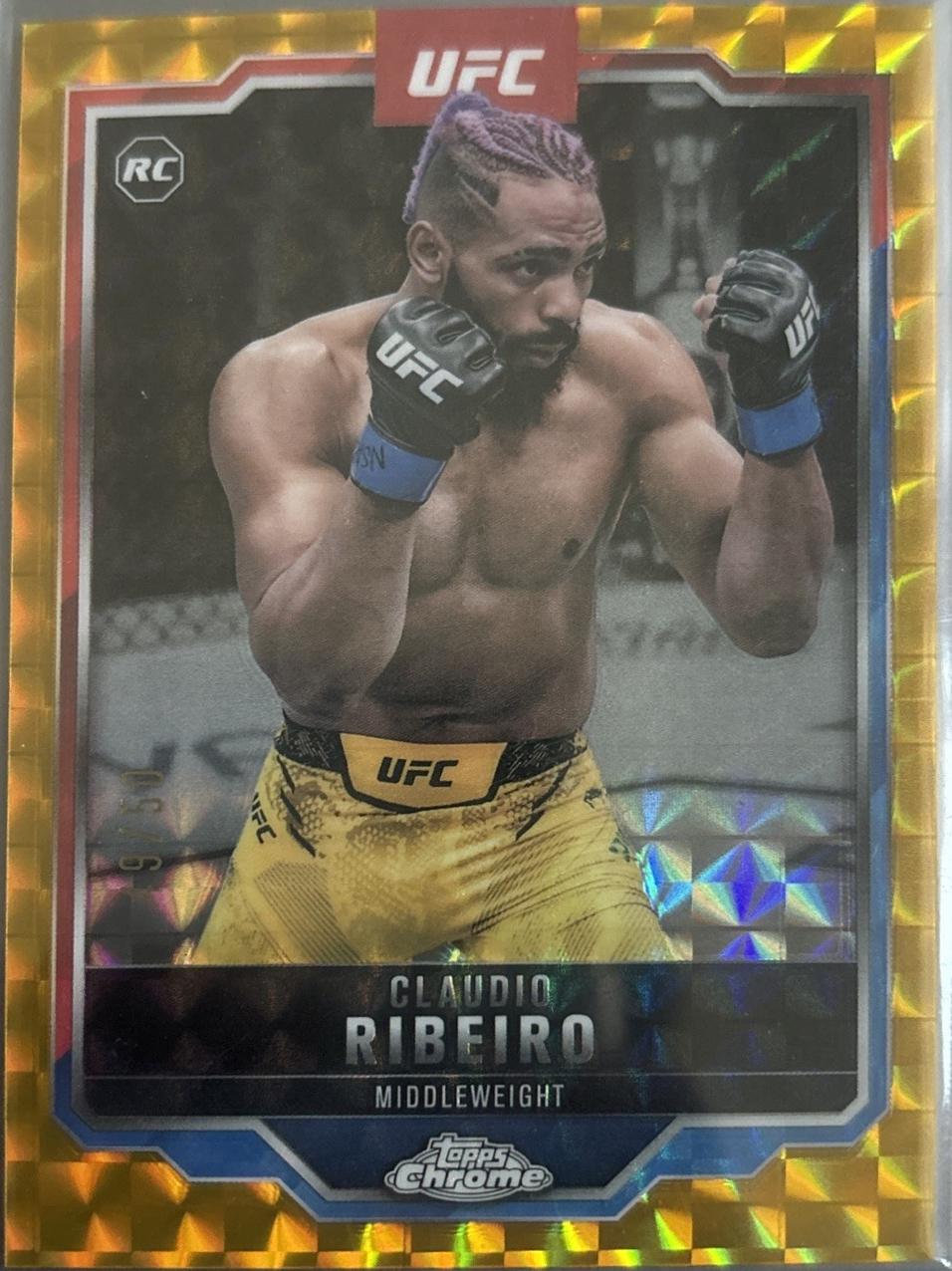 Claudio Ribeiro 2025 Topps Chrome UFC Base #16 Gold Refractor