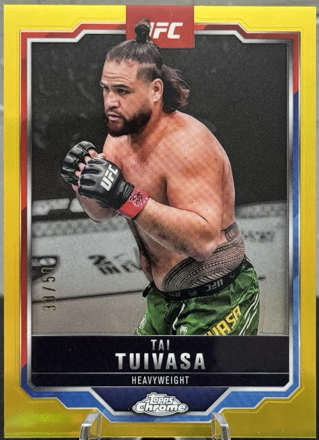 Tai Tuivasa 2025 Topps Chrome UFC Base #53 Gold Refractor