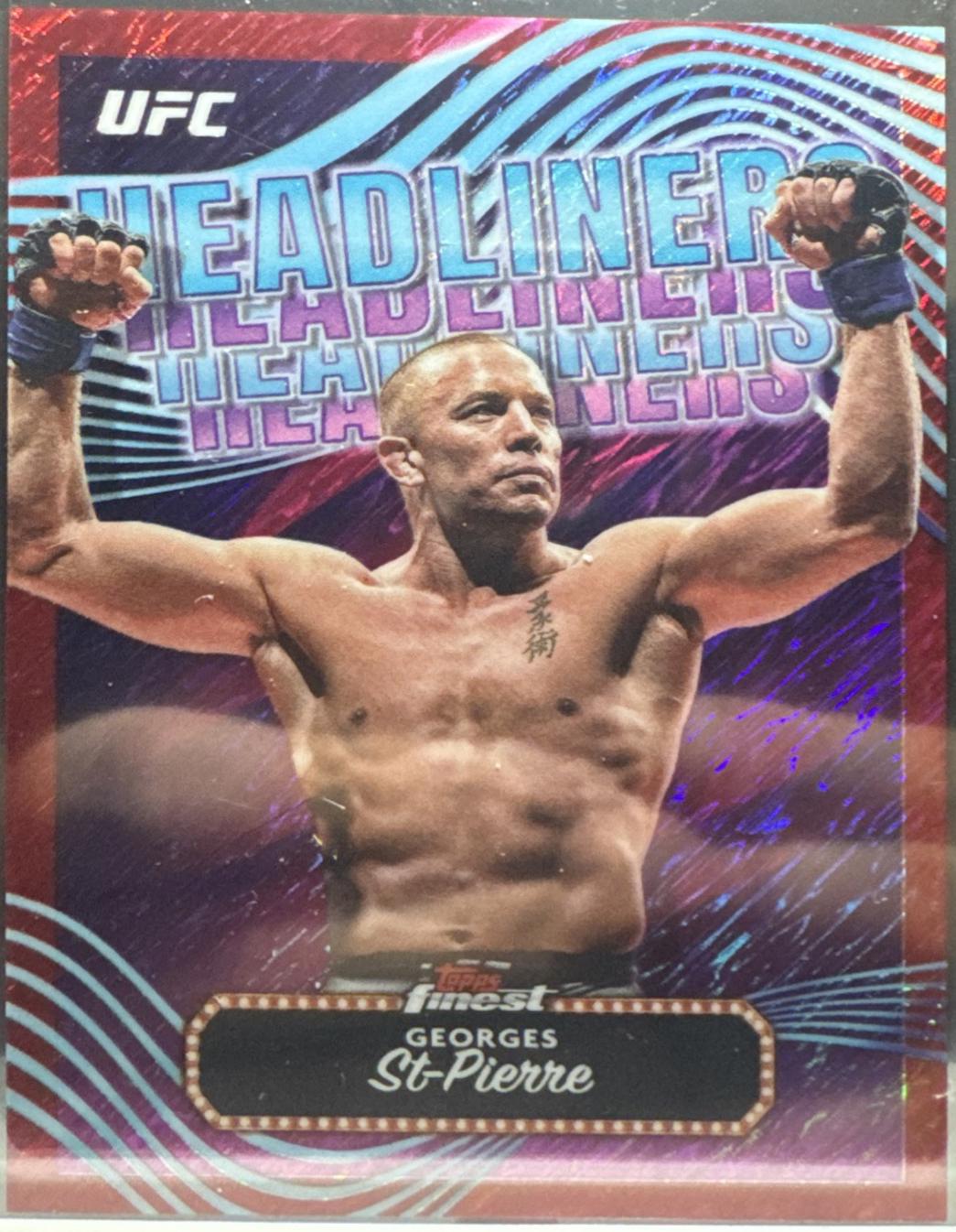 Georges St-Pierre 2024 Topps Finest UFC Headliners #HDL-21 Green Shimmer Refractor