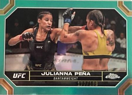 Julianna Peña 2024 Topps Chrome UFC Base #102 Aqua Refractor