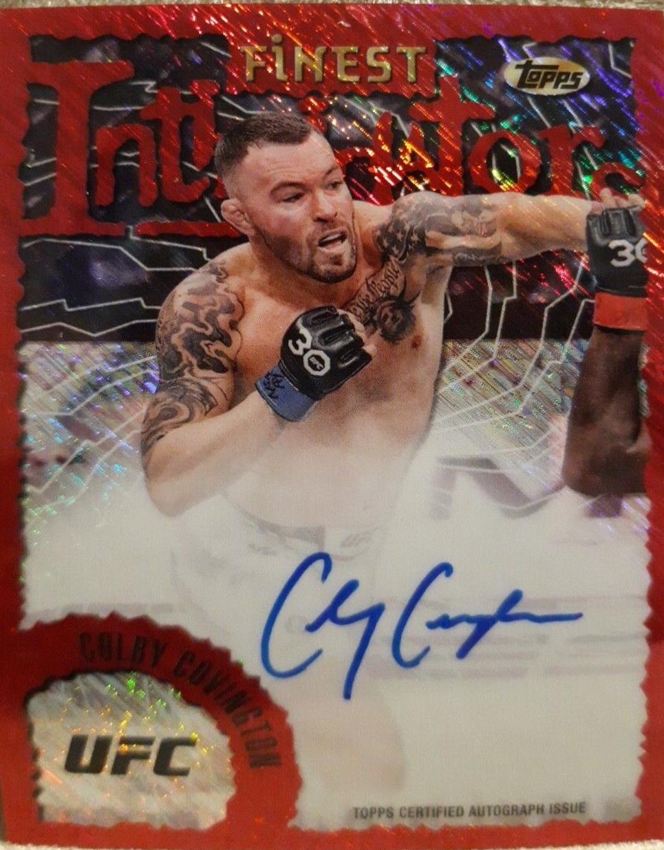 Colby Covington 2024 Topps Finest UFC Intimidators Autographs #IA-CCO Red Shimmer Refractor
