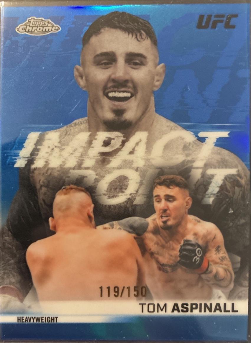 Tom Aspinall 2026 Topps Chrome UFC Impact Point #IP-6 Blue Refractor