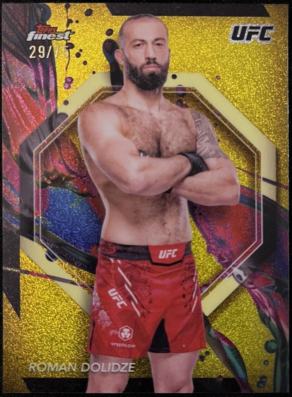 Roman Dolidze 2024 Topps Finest UFC Base Common #2 Yellow Glitter Refractor