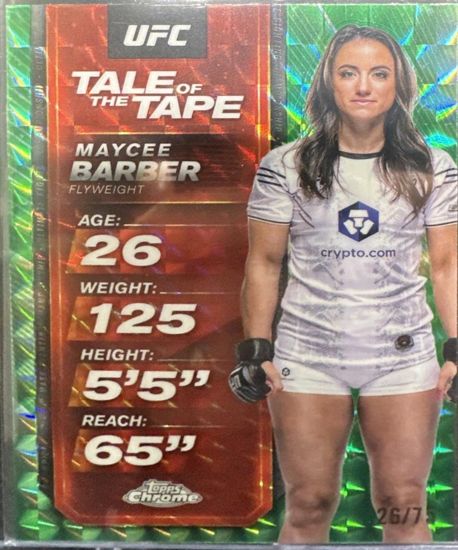 Maycee Barber 2025 Topps Chrome UFC Tale of the Tape #TTT-19 Geometric Green Refractor