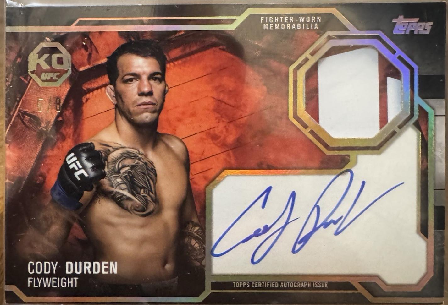 Cody Durden 2025 Topps Knockout UFC Knockout Autograph Relics #KAR-CD Gold