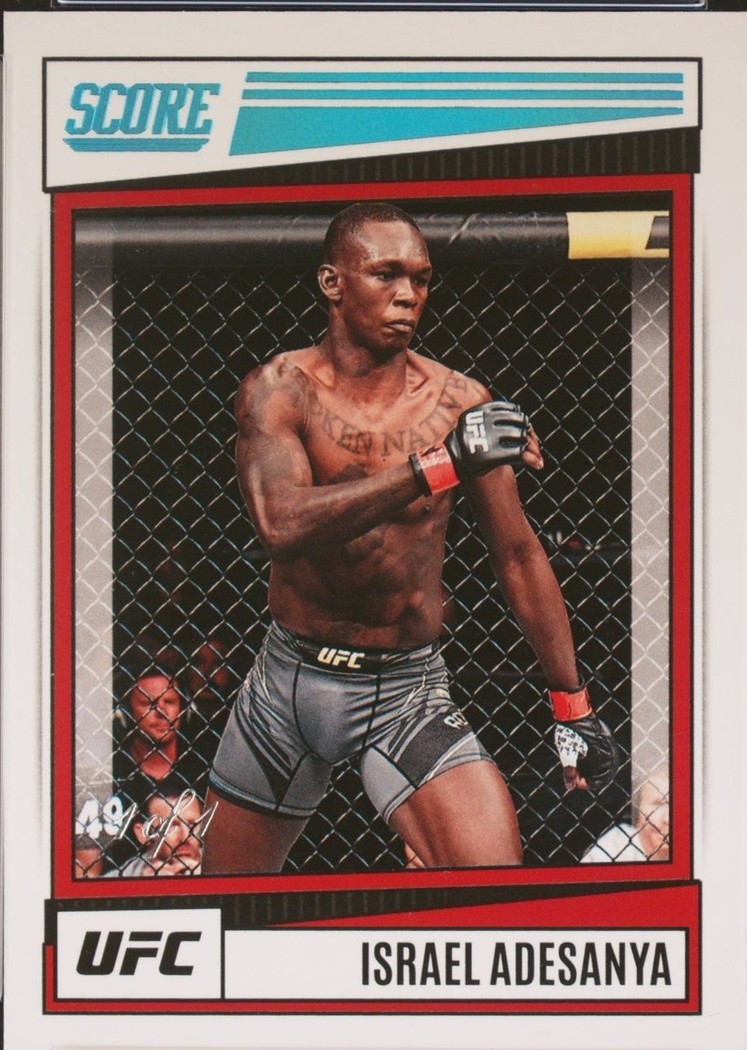Israel Adesanya 2022 Panini Chronicles UFC Base Score #193 Platinum