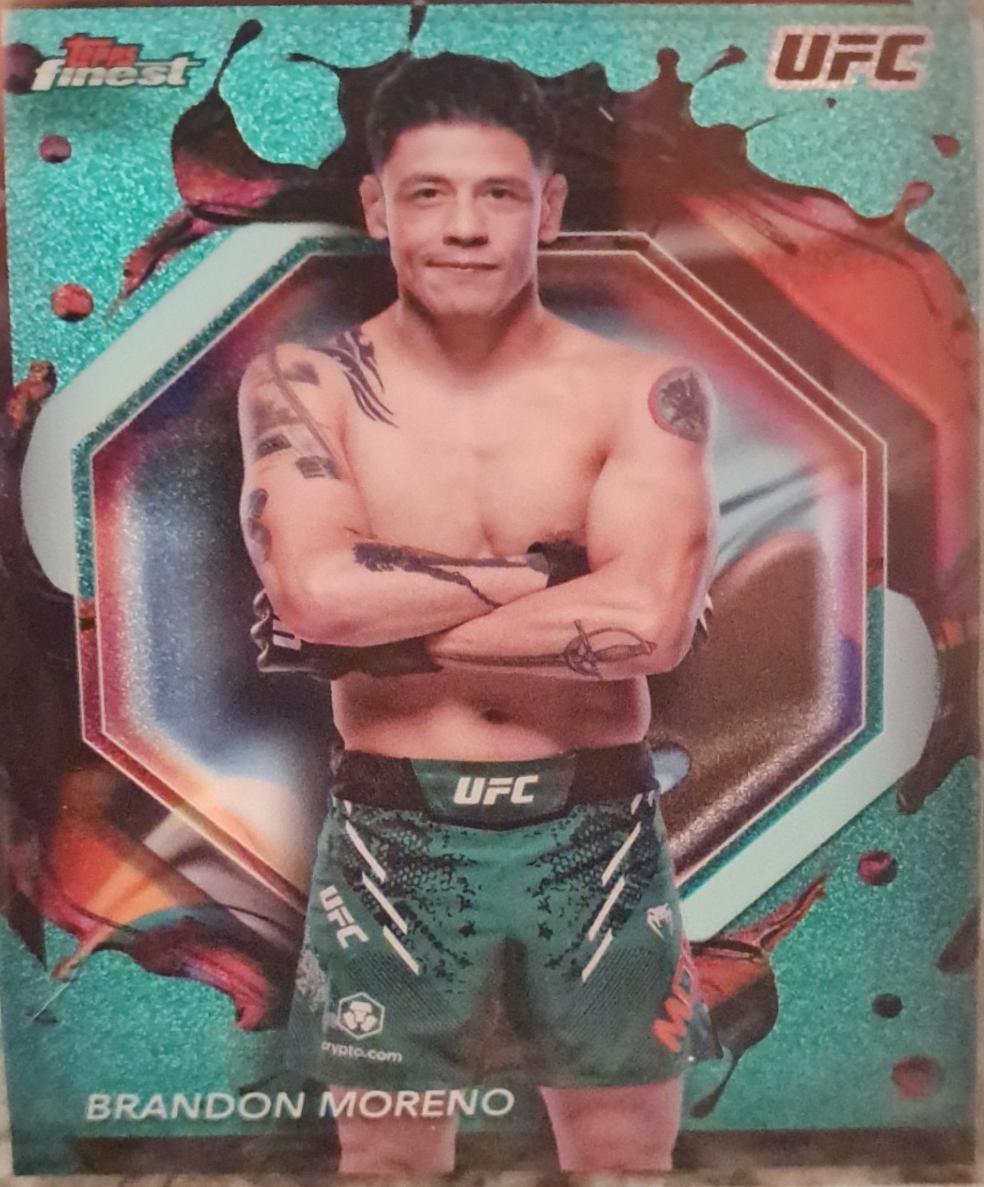 Brandon Moreno 2024 Topps Finest UFC Base Rare #255 Aqua Glitter Refractor