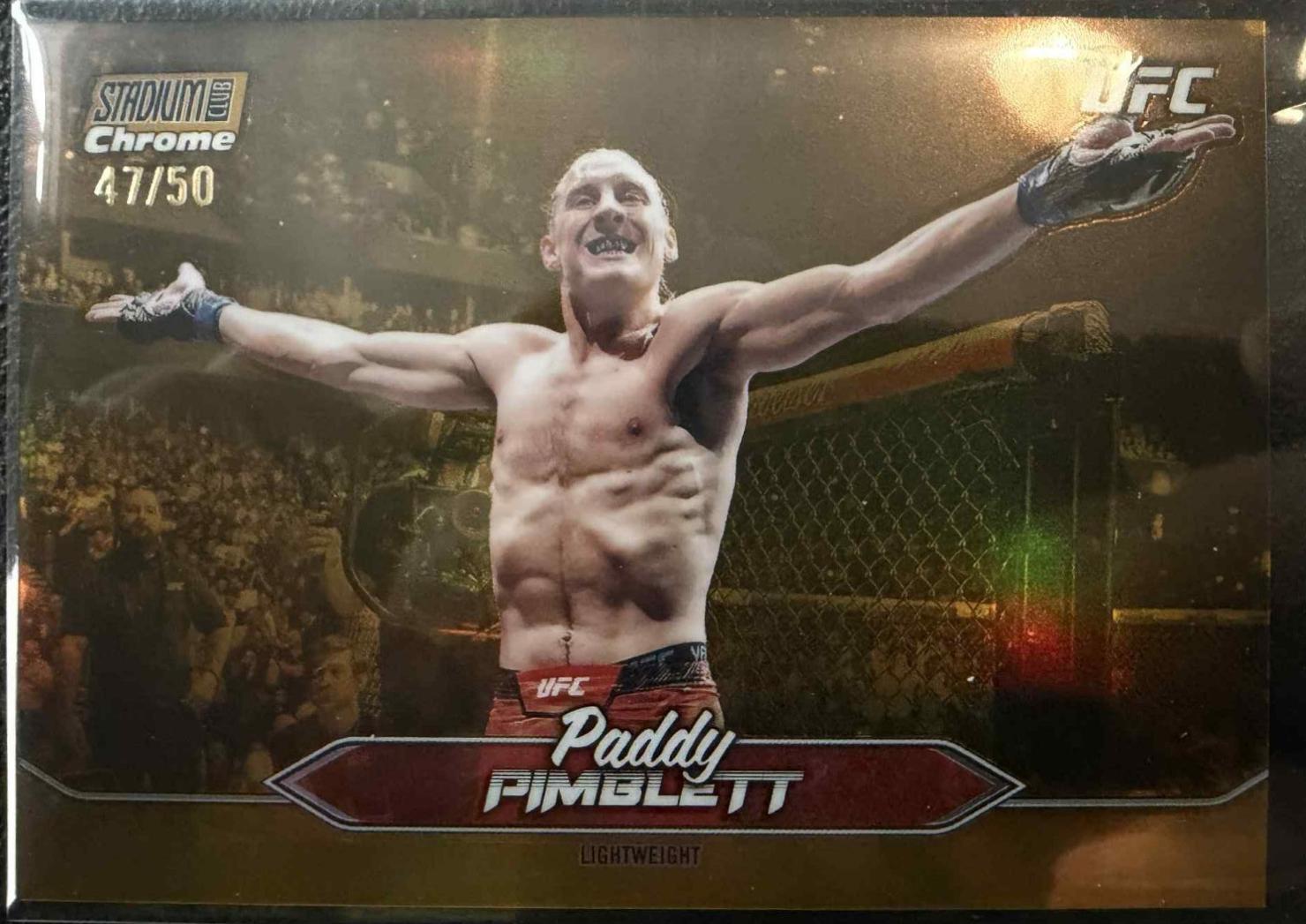 Paddy Pimblett 2025 Topps Stadium Club UFC Base Chrome #C-194 Gold Minted Refractor