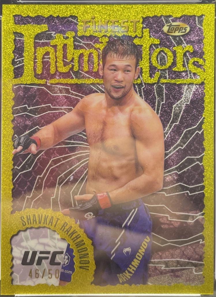 Shavkat Rakhmonov 2024 Topps Finest UFC Intimidators #INT-7 Yellow Glitter Refractor