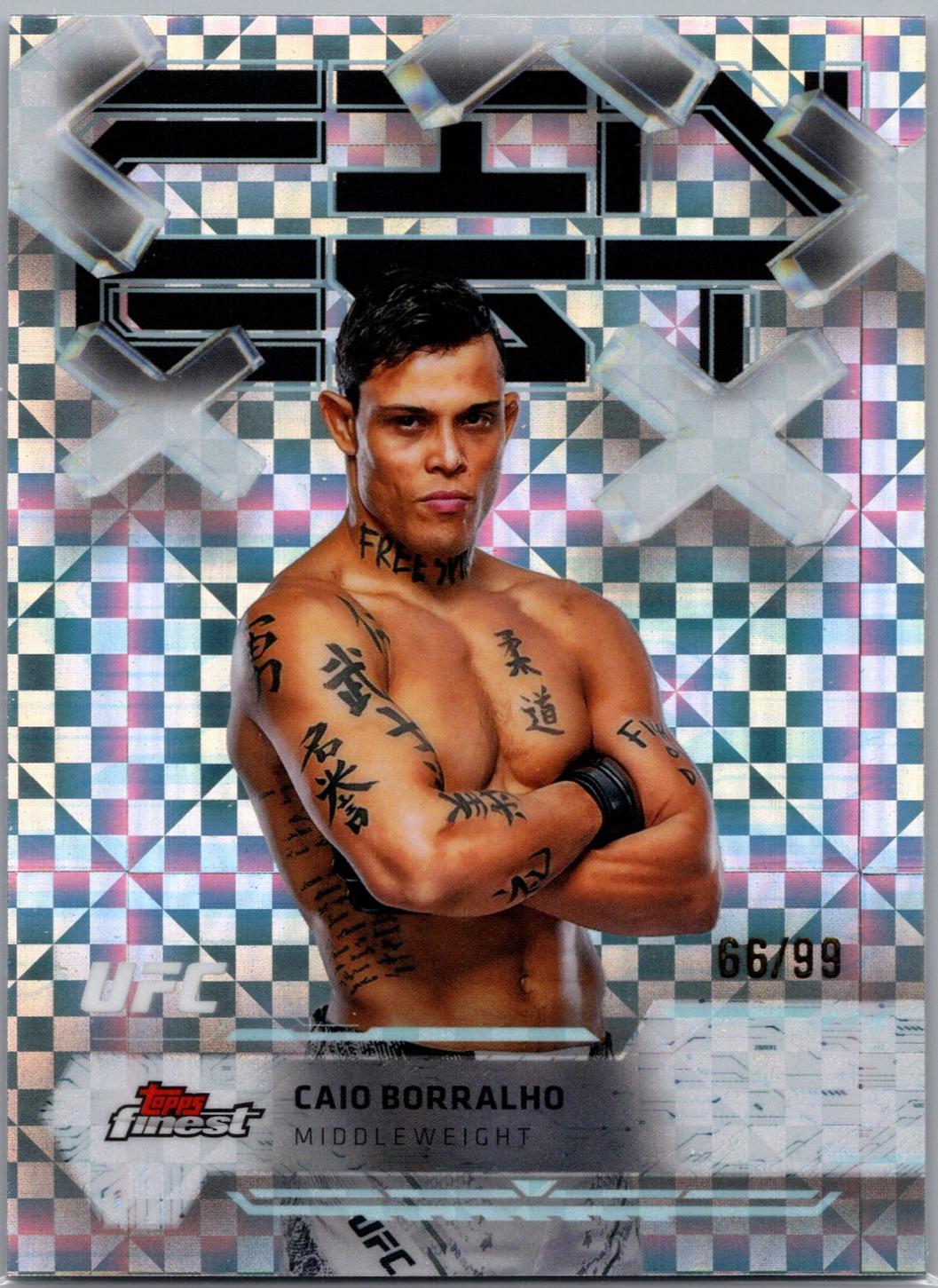 Caio Borralho 2025 Topps Finest UFC Base Common #53 Blue Checkerboard Refractor