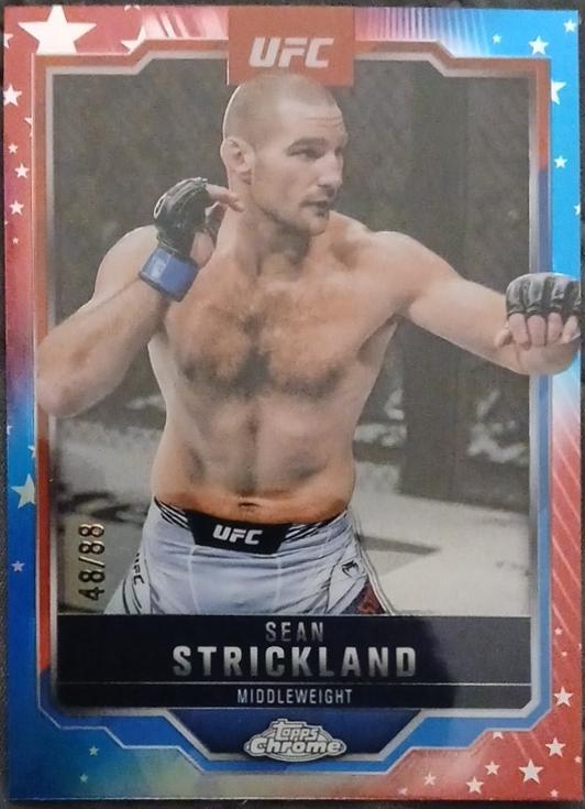Sean Strickland 2025 Topps Chrome UFC Base #74 Red White Blue Refractor