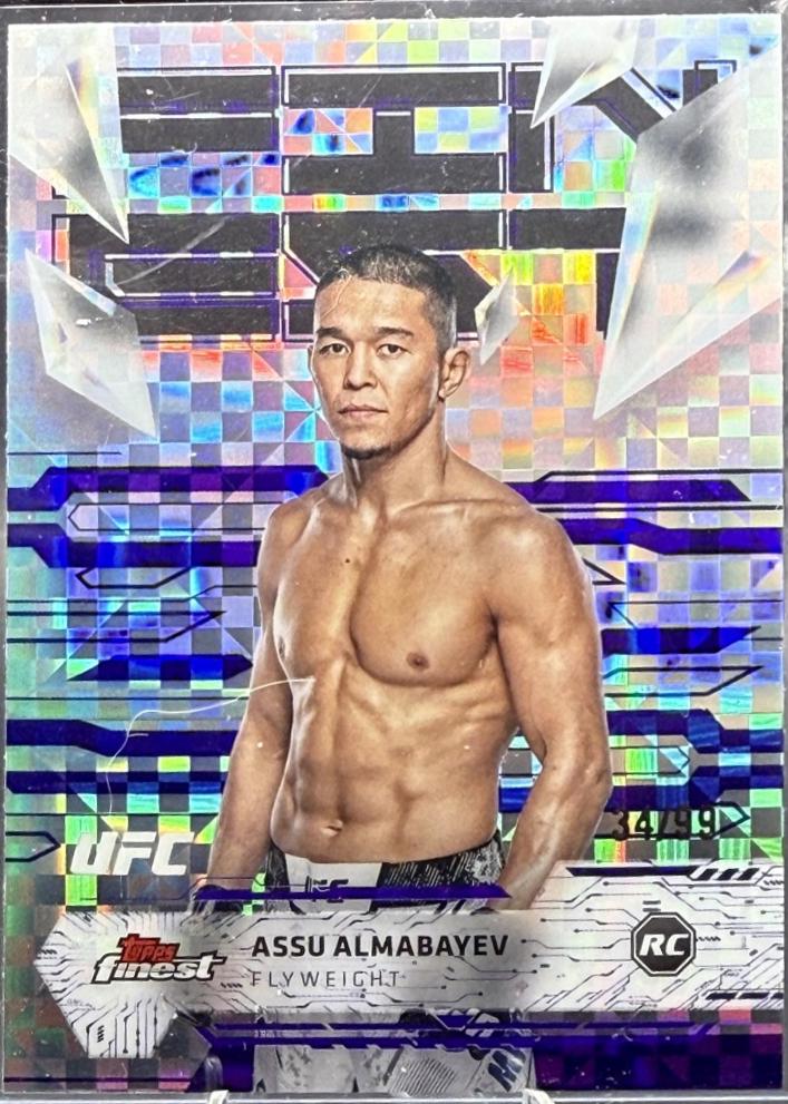 Assu Almabayev 2025 Topps Finest UFC Base Uncommon #136 Purple Checkerboard Refractor