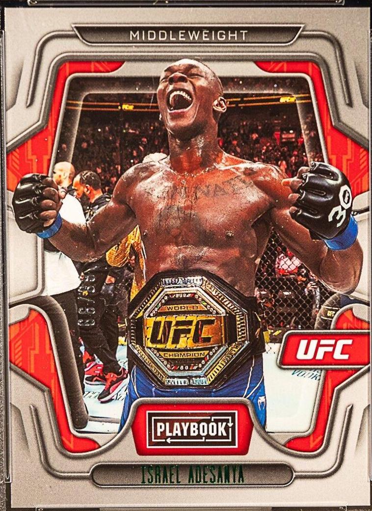 Israel Adesanya 2023 Panini Chronicles UFC Base Contenders Optic Season Ticket #353 Green