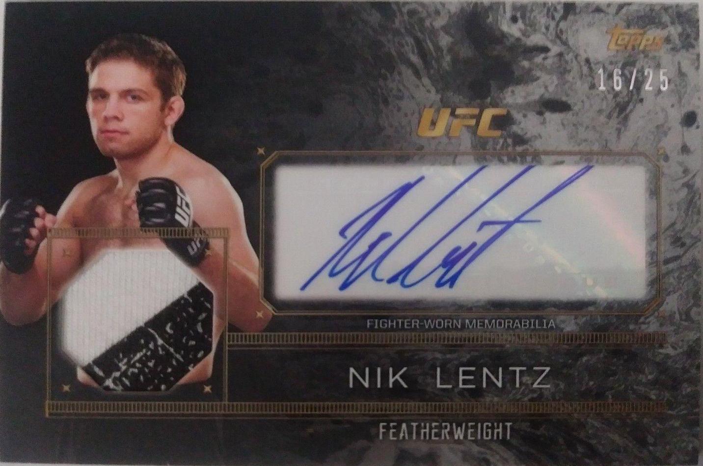 Nik Lentz 2016 Topps UFC Top of the Class Top of the Class Autograph Relic #TCAR-NL Silver