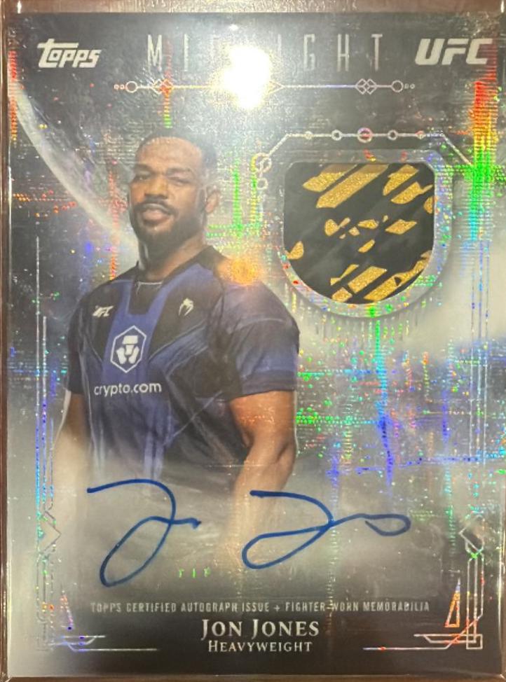 Jon Jones 2026 Topps Midnight UFC Relic Autographs #VRA-JJ Moon Beam