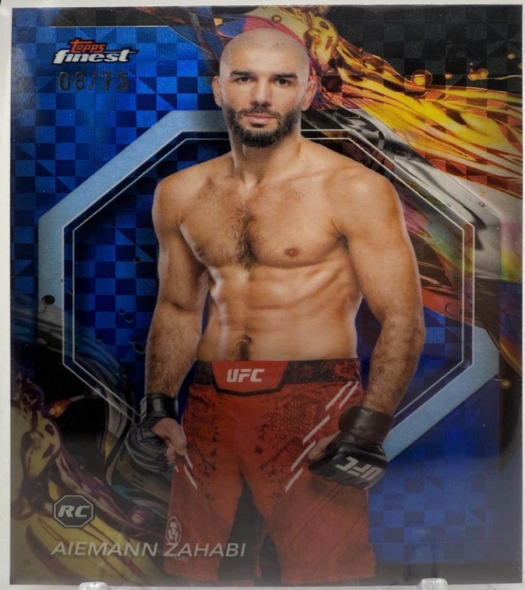 Aiemann Zahabi 2024 Topps Finest UFC Base Uncommon #141 Blue Checkerboard Refractor