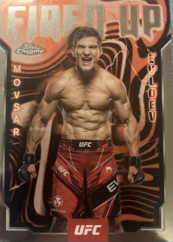 Movsar Evloev 2025 Topps Chrome UFC Fired Up #FUP-15 Red Refractor