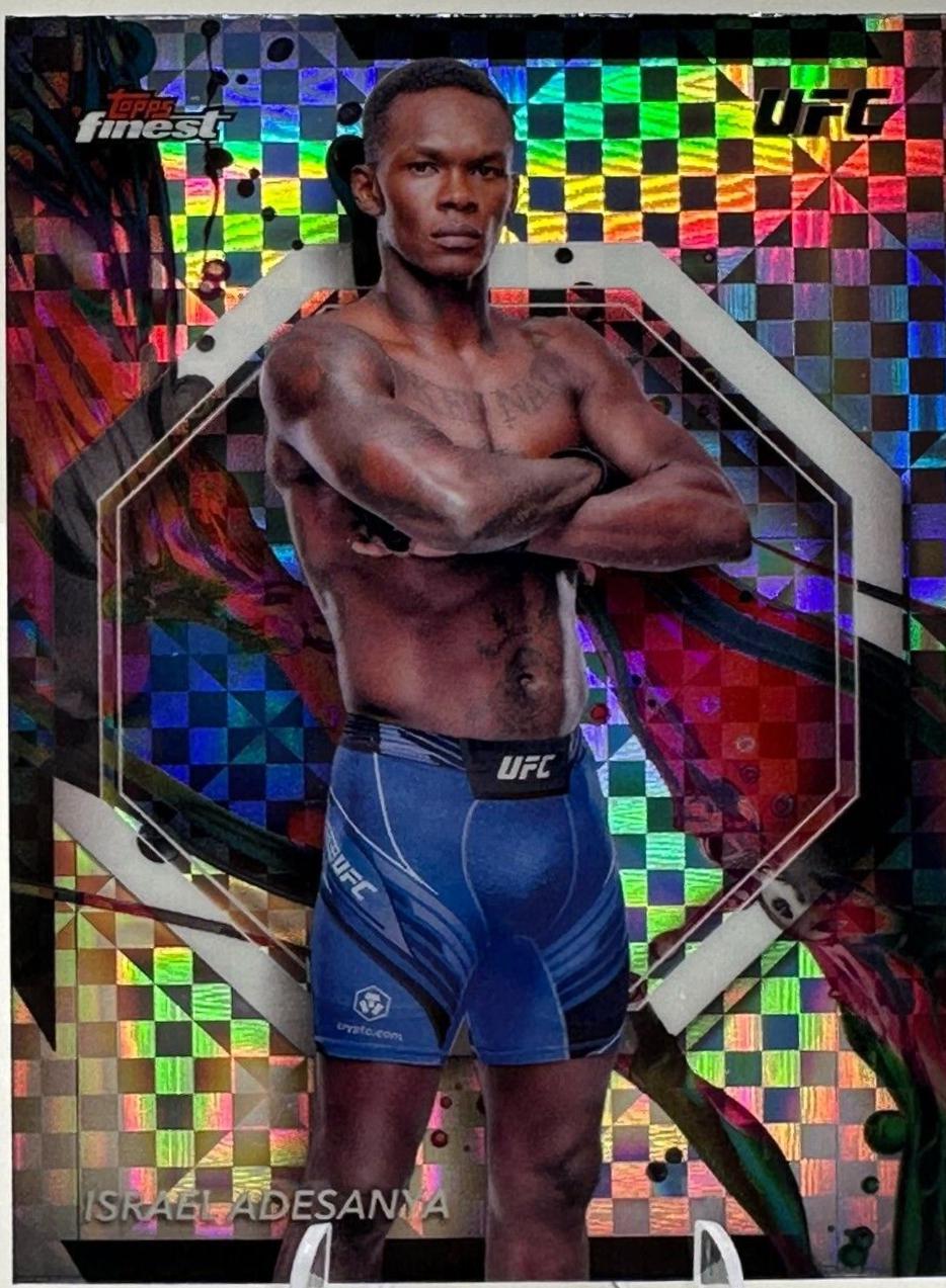 Israel Adesanya 2024 Topps Finest UFC Base Common #53 Checkerboard Refractor