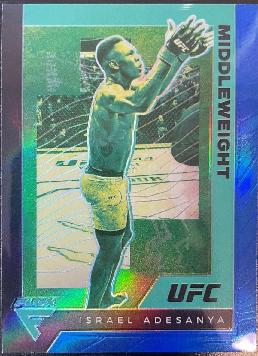 Israel Adesanya 2021 Panini Chronicles UFC Base Flux #257 Blue