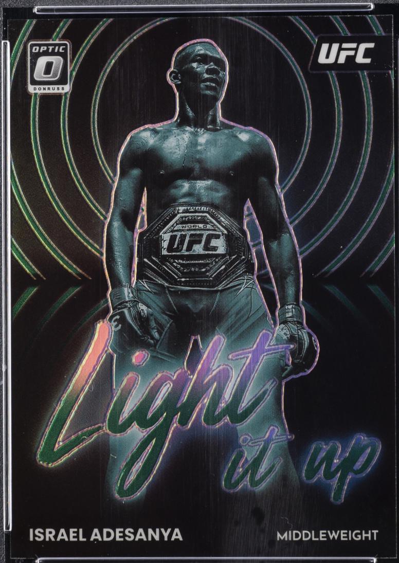 Israel Adesanya 2023 Panini Donruss Optic UFC Light It Up #17 Green