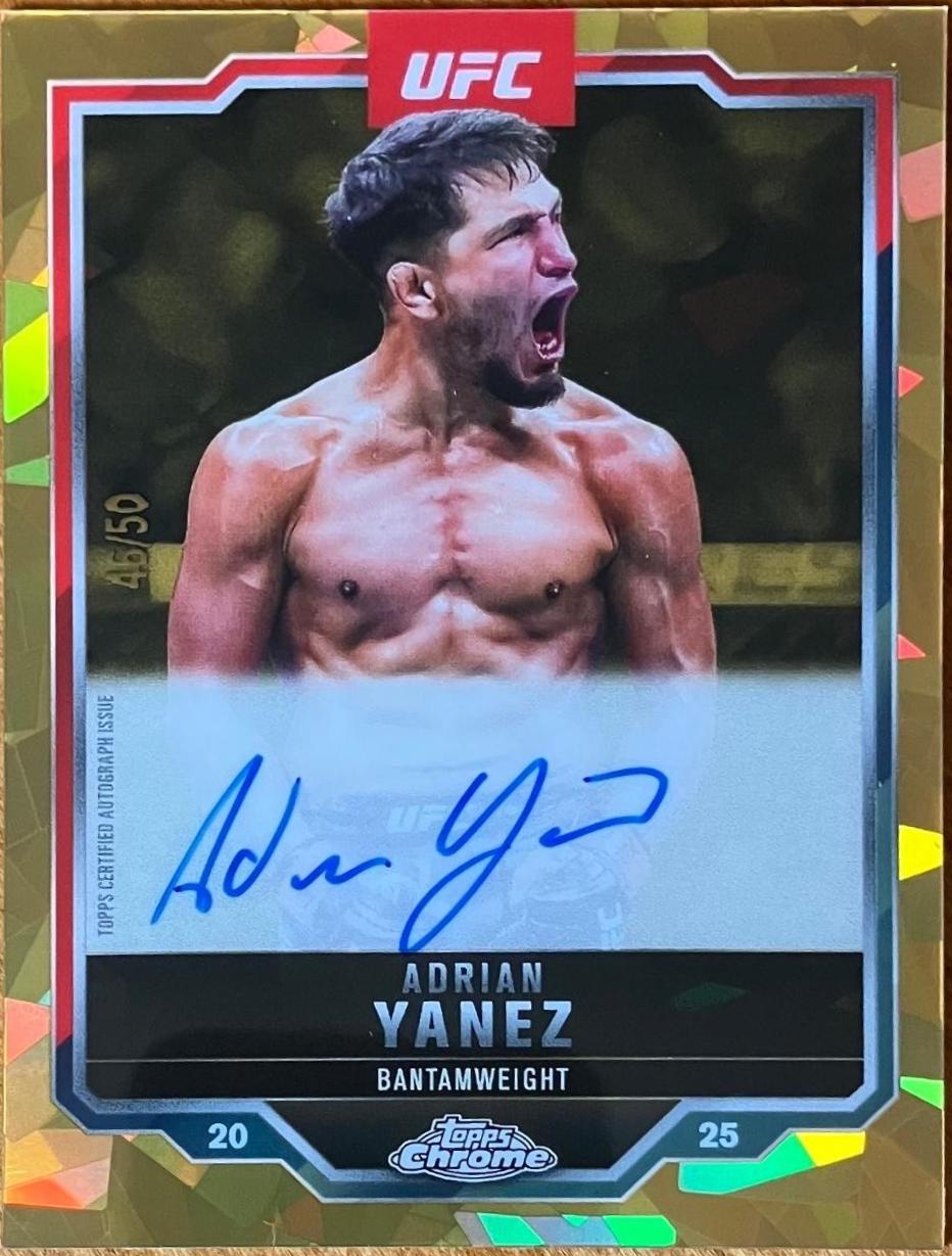 Adrian Yanez 2025 Topps Chrome Sapphire UFC Chrome Veteran Autographs Sapphire #CVA-AY Gold Sapphire