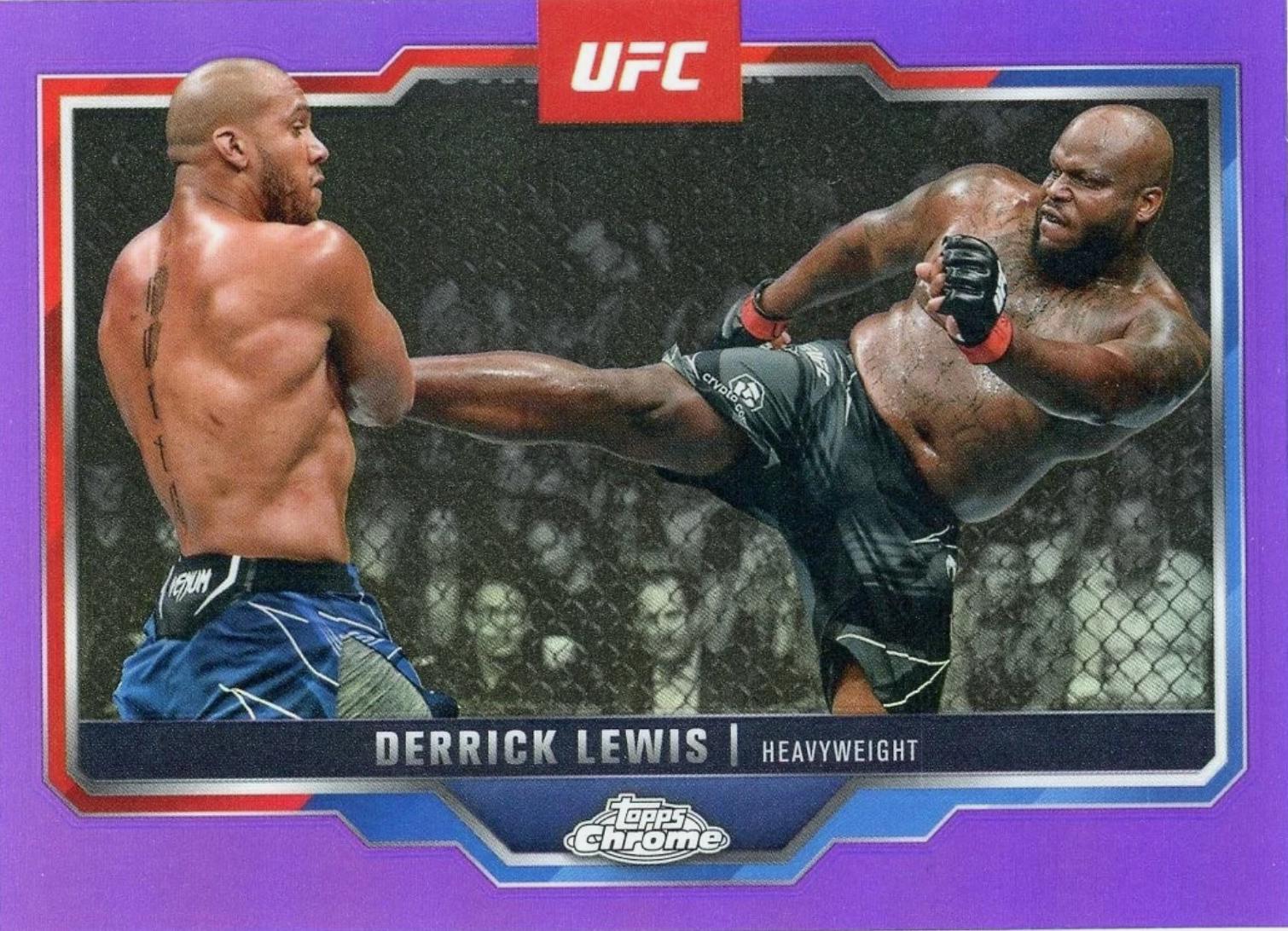 Derrick Lewis 2025 Topps Chrome UFC Base #104 Purple Refractor