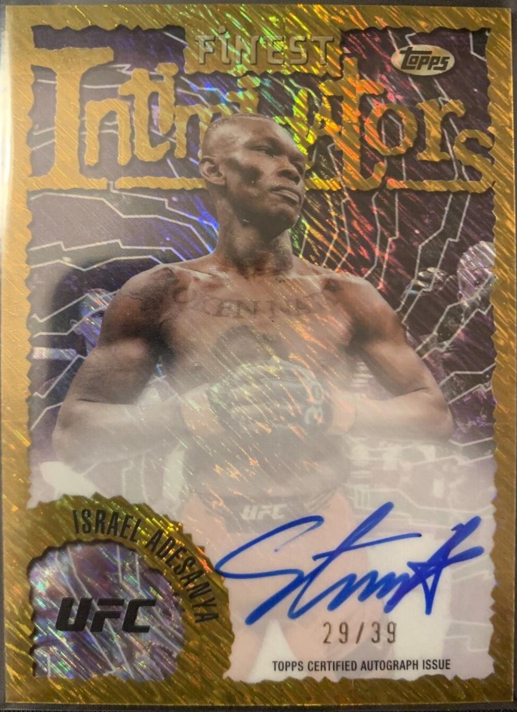 Israel Adesanya 2024 Topps Finest UFC Intimidators Autographs #IA-IAA Gold Shimmer Refractor