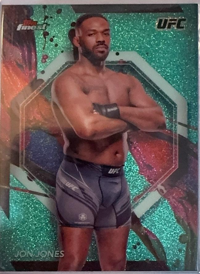 Jon Jones 2024 Topps Finest UFC Base Common #61 Green Shimmer Refractor