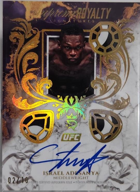 Israel Adesanya 2025 Topps Royalty UFC Supreme Royalty Signatures #SUR-IA Gold