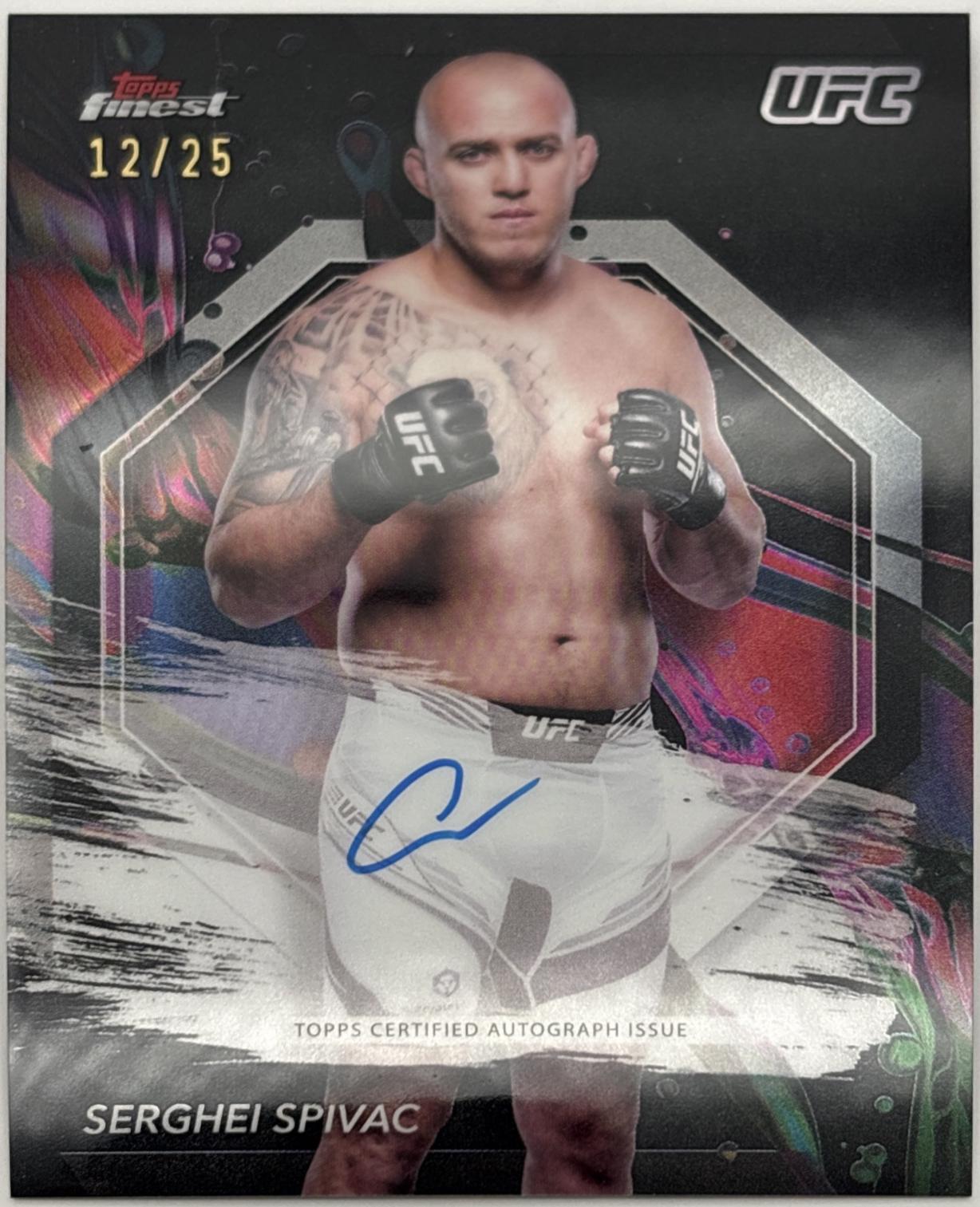 Serghei Spivac 2024 Topps Finest UFC Finest Autographs #FA-SIS Black Refractor